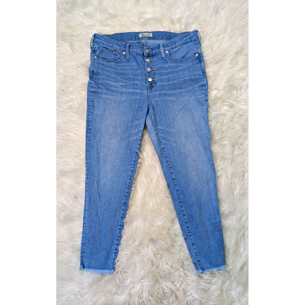 Madewell High Rise Skinny Crop Jeans 32 Light Wash Button Fly Casual Minimalist